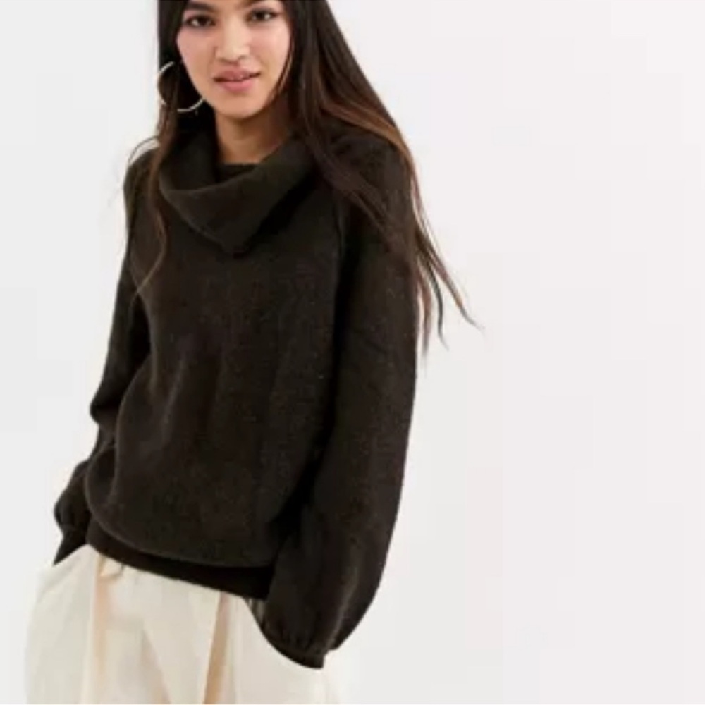 Free People Echo Beach Pullover Sweater Majestic Oak Heathered Brown Size Small